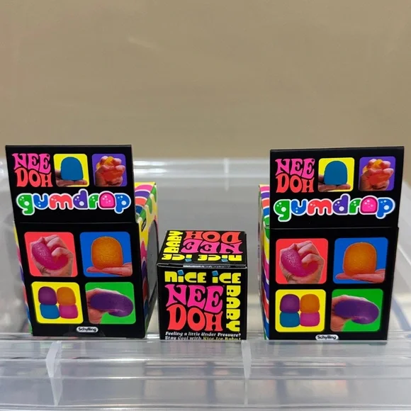 Nee Doh squishy toys: pink Mini Ice Cube and two Gum Drops - Picture 5 of 6